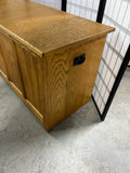 Oak Tone Trunk with Metal Side Handles