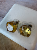RJ Graziano Large Citrine Rhinestone Stud Earrings
