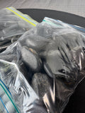 Assorted Lot of Black River Rocks and Decorative Flat Glass Marbles