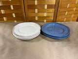 Cream and Blue Plastic Plates, 12 pc