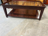 Wood/Glass Rolling Coffee Table