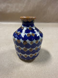 Small Blue And Brown Bud Vase Made In Tonala Mexico