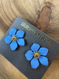 Cornflower Blue Resin Floral Earrings