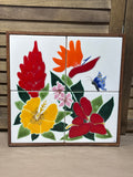Isle Tiles of Hawaii Flowers & Butterfly Wall Art; Initialed