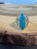 Oval Turquoise Sterling Silver Filigree Ring SIZE 6