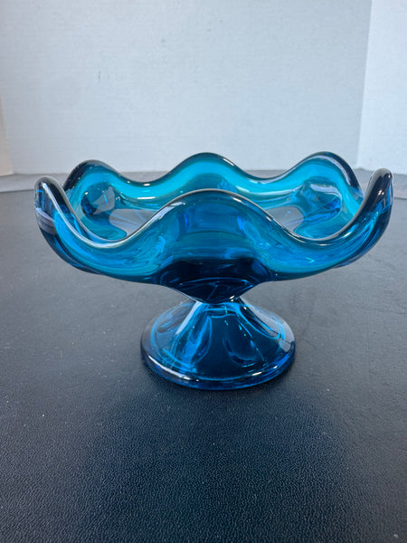Viking Glass Bluenique Epic 6-Petal Pedestal Compote