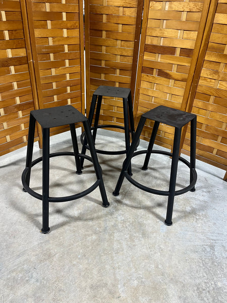 Set of (3) Metal Bar Stools ***NEED SEATS***READ DESCRIPTION/SEE PHOTOS***AS IS