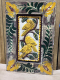 Hand Painted Clay Birds/Frame by Dave Eldreth; Signed
