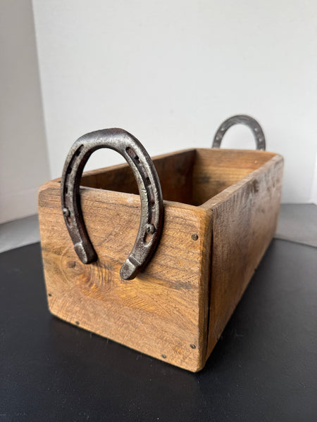Reclaimed Vintage Wooden Box with Horseshoe Handles