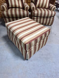 Southwood Pair of Striped Chairs with Rolling Ottoman***HEAVY ITEM***READ DETAILS ON PICK UP POLICY***