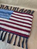 American Flag Braided Mat With Fringe