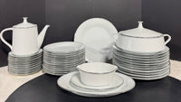 39-Piece RC Royal Ceramics Japan Silver Rimmed White China Set