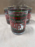 (B) Set Of 5 Houze “Seasons Greetings” Stained Glass Tumblers With Gold Rim