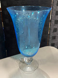 Blue Glass Footed Goblet Style Vase