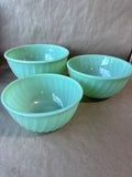 Ribbed Jadeite Fire King Nesting Bowls - Set Of 3 AS IS