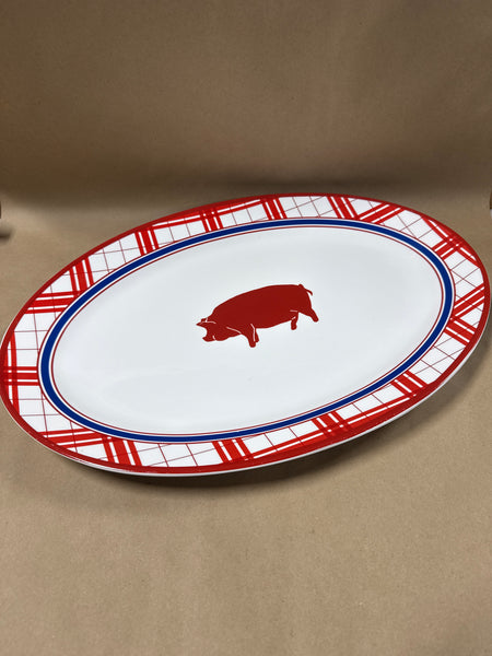 Large Williams-Sonoma Red White And Blue Pig Platter