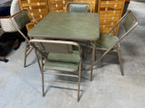 Samsonite Futura Green Folding Card Table with (4) =folding Chairs