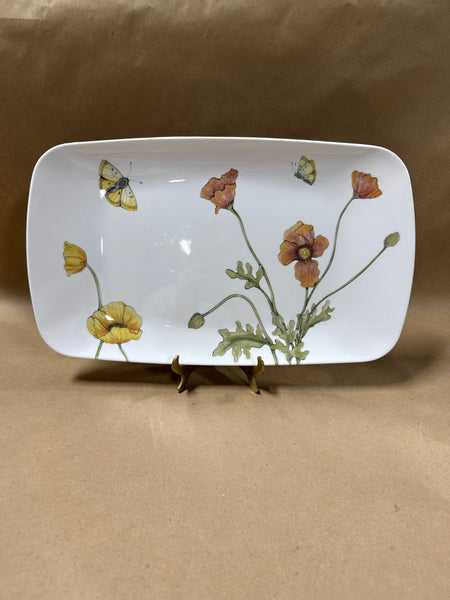 Floral And Butterfly Melamine Tray