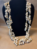 27” Shell Necklace with Yellow & Blue Accent Beads