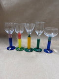 Colorful Czech Republic Long Stem Cordial Glasses - Set Of 6