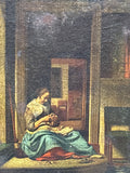 Vintage Woman Peeling Apple Print on Art Board (Small) Cornelis Bisschop