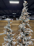 Flocked Light Up Christmas Trees In Burlap Sack - Pair WORKS (Not Fluffed All The Way)