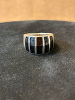 Sterling Ring with Onyx Inlay — SIZE 9.25