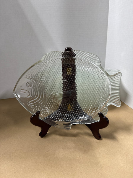 (A) Set Of 12 Clear Glass Fish Plates