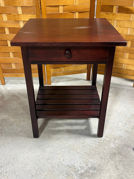 Vermont Tubbs Dark Wood Tone Side Table with Drawer