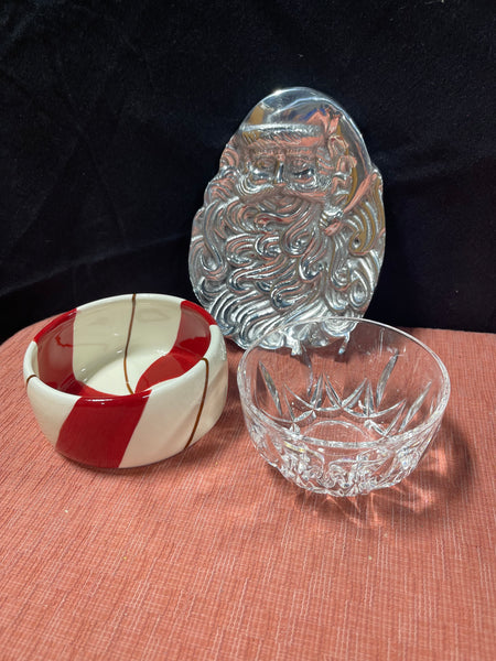 Lot of 3 Christmas Candy Dishes