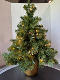 2.5FT Prelit Faux Fir Christmas Tree in Plastic Pot