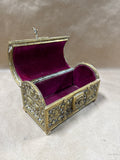Solid Brass Jewelry Casket Lined With Purple Velvet