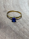 10K Gold Tiny Ring with Blue Stone - SIZE 2 1/2