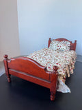 Wooden Doll Bed with 3-Piece Bedding Set