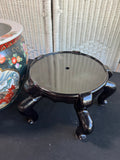Chinese Floral Birds Ceramic Koi Fishbowl Planter on Wooden Stand