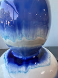 Blue & White Drip Glazed Striped Pottery Vase (C)