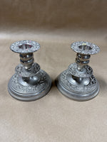 Pair Of Ornate Silver Plate Candle Holders