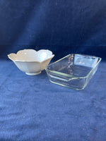 White Lotus Flower Bowl and Small Anchor Baking Dish