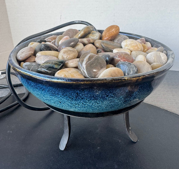 Pier 1 Imports Pottery Rock Fountain on Wrought Iron Stand