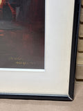 Oil Painting of Ships Under Fire-Sky by Graham Hedges; Signed  AS IS