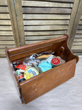 Wooden Vintage Sewing Box Caddy With Supplies