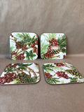 Williams - Sonoma Holiday Botanical Berry Cork Back Coasters With Box - Set Of 4 - 2 Available // PRICED INDIVIDUALLY