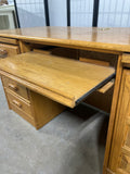 Large Oak/Light Wood Tone Desk with Keyboard Pull Out Tray ***HEAVY ITEM***READ DETAILS ON PICK UP POLICY***