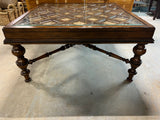 Large Square Coffee Table with Glass and Pullout