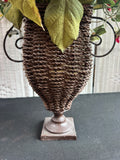 Faux Mixed Wildflowers in Basket Urn
