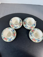 (I) 8-Piece Royal Doulton England The Majesty Collection Floradora Demitasse Cups & Saucers Set