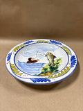Italian Fish Catching Man Upside Down World Decorative Plate
