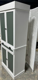 White & Sage Green Kitchen Pantry Cabinet & Cupboard