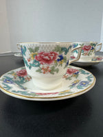 (I) 8-Piece Royal Doulton England The Majesty Collection Floradora Demitasse Cups & Saucers Set