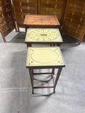 Petite Vintage Nesting Tables with Glass